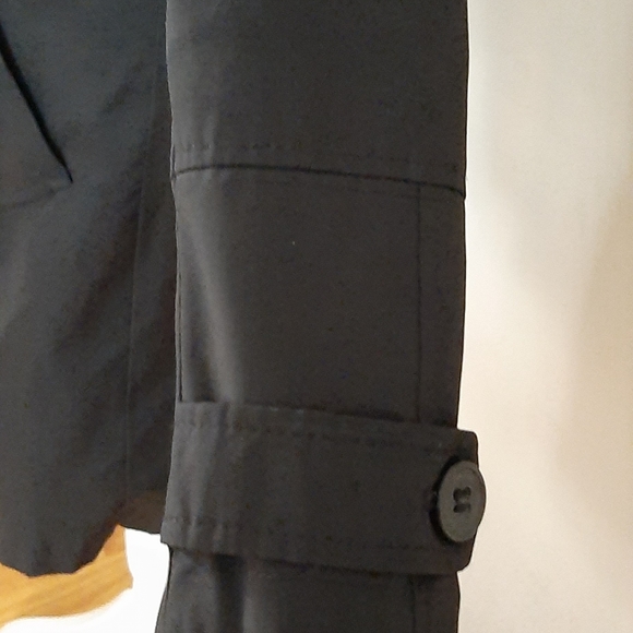 Womens long Black DKNY Trench coat size small l - Picture 3 of 8